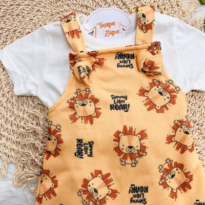 Conj. Camiseta e Jardineira Sunny Lion Roar - Laranja